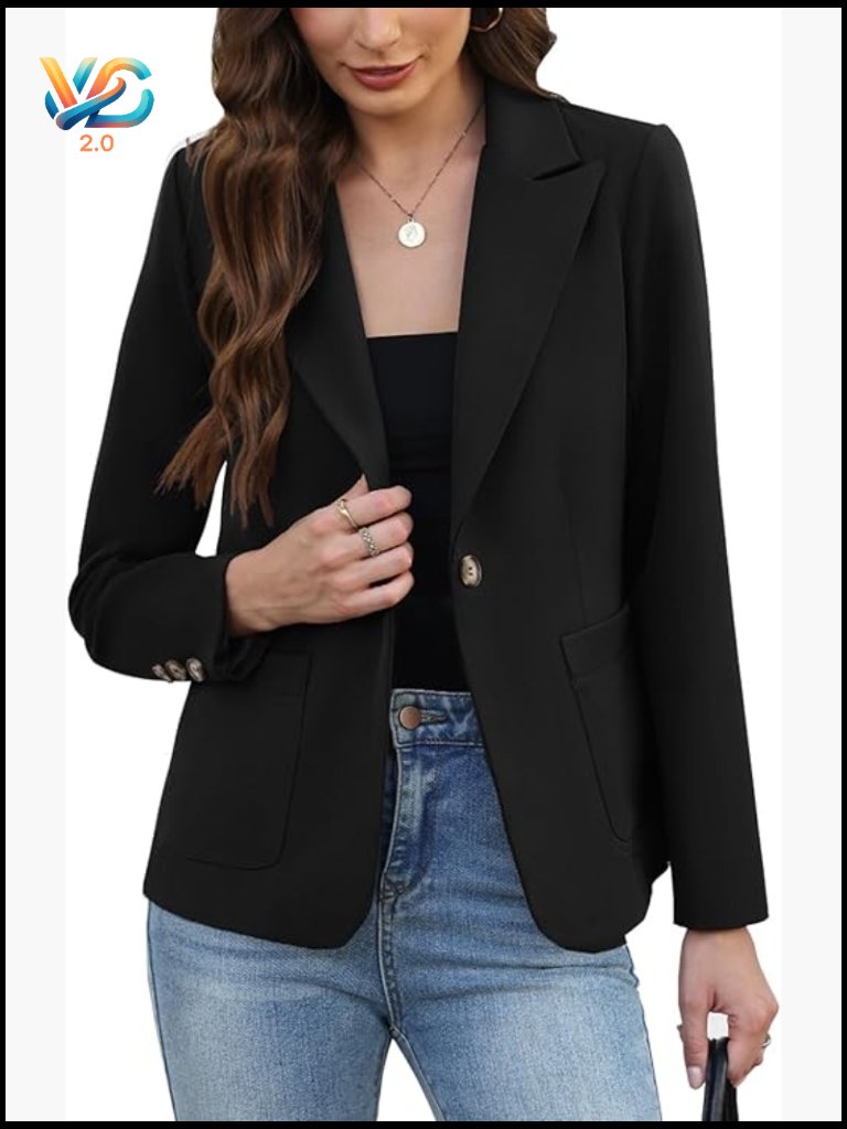 Professional Blazer Long Sleeve Slim Fit Polyester Spandex Office Wear